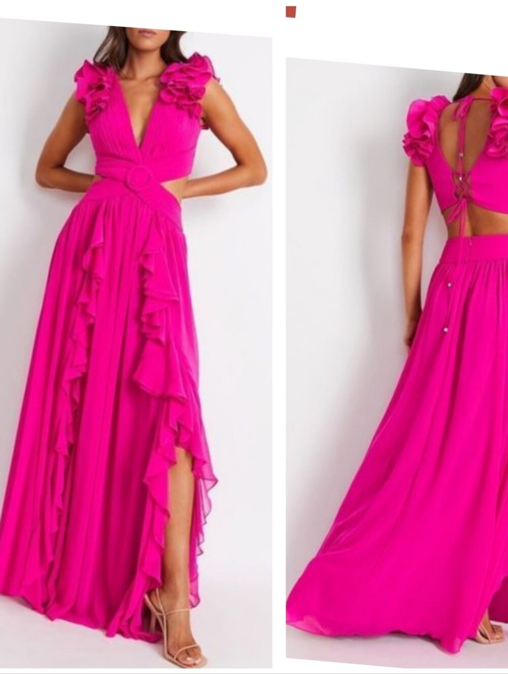 PatBo Flutter Sleeve Azalea Maxi Dress Pink Size 4 New With Tag